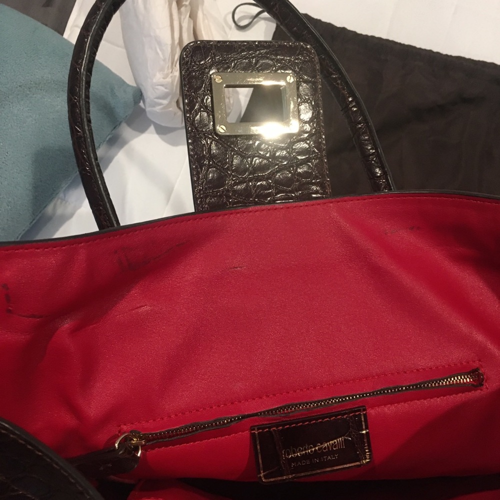 Roberto Cavalli Croc Embossed Leather Tote - Picture 8 of 8